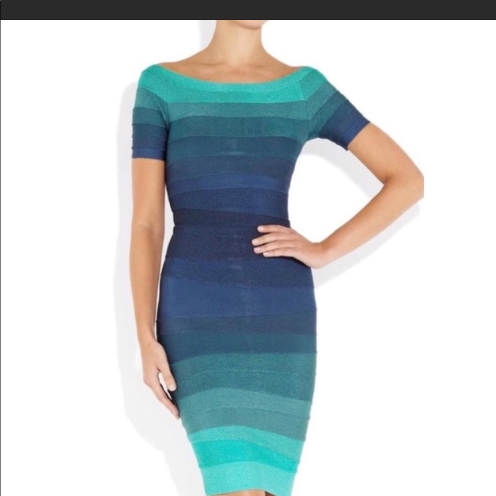 Vintage Herve Leger Green Ombré Johanna Dress